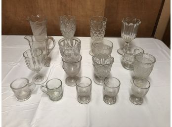 17 Pieces Early American Pattern Glass