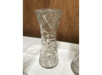 5 Antique Cut Glass Crystal Vases