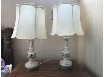 Pair Of Painted Glass Lamps