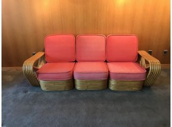 Mid Century Modern Six Strand Rattan Sectional Sofa