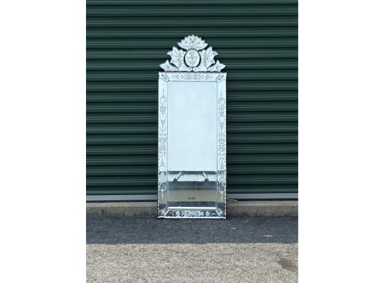 Large Hollywood Regency Venetian Etched Glass  Mirror