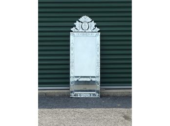 Large Hollywood Regency Venetian Etched Glass  Mirror