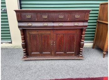 Large Antique Inlaid Sideboard