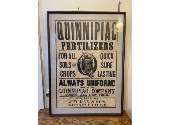 Rare Antique Framed Quinnipiac Fertilizer Advertising Sack