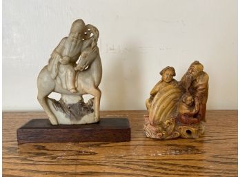 2 Antique Chinese Hardstone Figurines