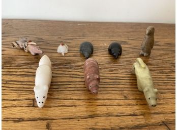 Lot Of 8 Native American Zuni Carved Stone Animal Fetishes
