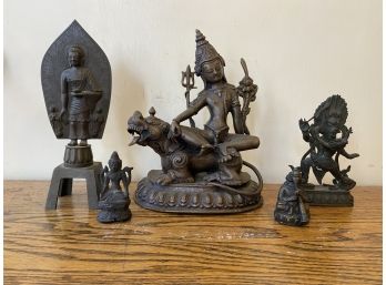 Lot Of 5 Asian Bronze Sculptures