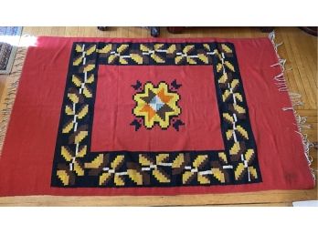Antique Mexican Tribal Bright Colored Area Rug