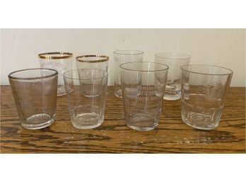 8 Pre Prohibition Shot Glasses Boston & N.H.