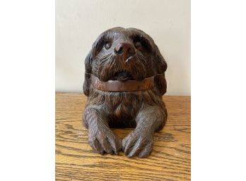 Antique Black Forest Carved Dog Humidor
