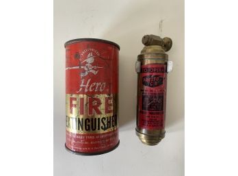 2 Vintage Fire Extinguishers Hero & Presto CB