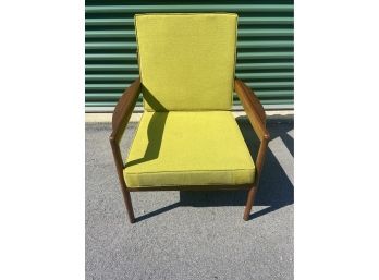 Stunning Mid Century Modern Walnut Chair Green Upholstery