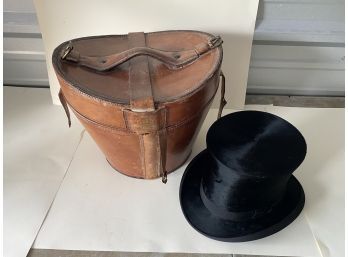 Antique Dunlap Silk Top Hat & Leather Fitted Case