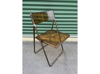 Mid Century Modern Smoked Lucite Chrome Folding Chair