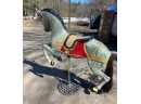 Vintage Fiberglass Carousel Horse On  Brass Pole