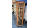 Antique Oak Curved Glass Front Curio China Cabinet
