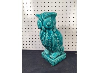 Great Condition Blue Owl Ceramic Decoration. 11' In Height. Collectible.