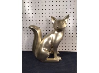 Metal Construction Gold-ish Silver Fox Decorative Piece - High End Look And Feel