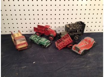 Great Condition Small Lot Of 6 Antique Toy Cars. Most Paint Is Present