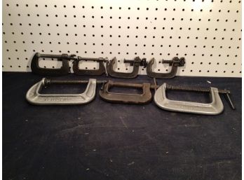 Great Lot Of 7 C-Clamps - All Vintage - Well Made Tools  - Not Foreign Junk
