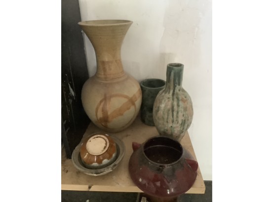 Vintage Art Pottery, Large One As Is.None Are Named As To Maker, But The Watermelon One Is Nice!
