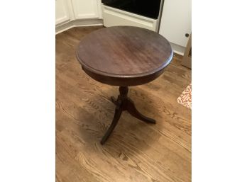 Antique Mahogany Table W/ Round Top, Tri-Leg Base, Sturdy. Old Construction.