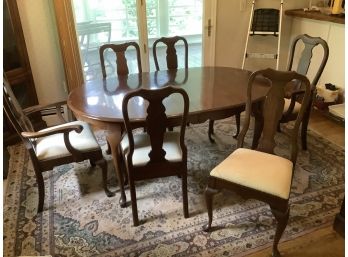 Solid Mahogany Dining Table 66' Long Plus 2 15' Wide Leaves, 7 Chairs Included!
