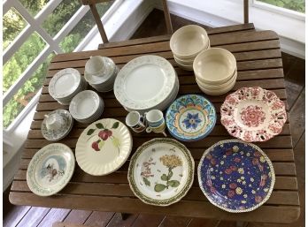 Mixed Lot Of Miscellaneous China - Plates,Bowls, Etc. Partial China Set, Etc.