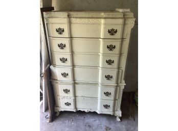 PAntique Mahogany Dresser, 6 Drawer, Block Front, Painted & Partially Stripped