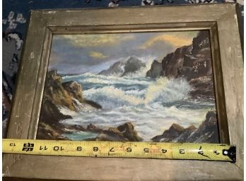 Artist Signed Painting HENRY N. WING, Claremont, NH. Artist, Seascape, Signed Front And Back