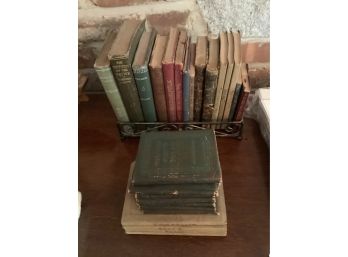 Lot Of Antique Books - Some 19th Century, Including Mini Book Set In Front. Nice Lot!