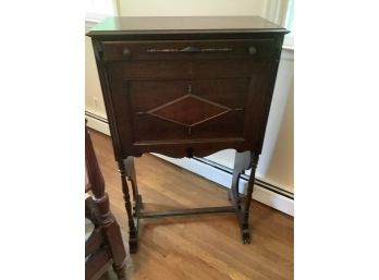 Antique Drop Front Desk - Clean With Key For Locking. Mahogany, Sturdy Victorian