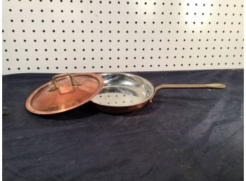 High Quality Copral Riveted Frying Pan With Matching Lid, Copper Cooking