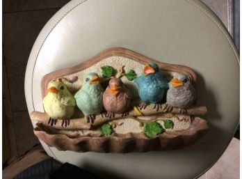 Plaster Bird Bath Wall Hanging, 12 Long, Excellent Condition, Hand Painted