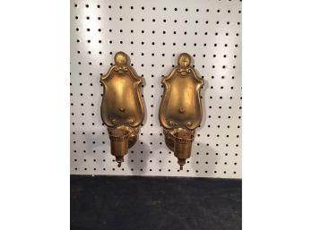 Antique Light Fixtures Pair Of Clean Wall Sconces, Wired, Ready For Use