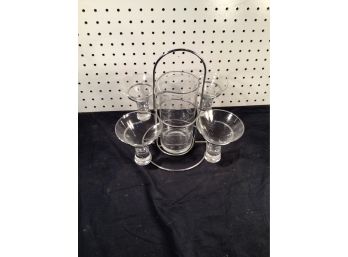 Mid Century Drinking Glass Set, In Carry Castor