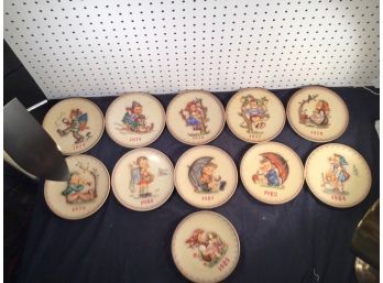 Lot Of 11 MJ Hummel Plates, Various Years, See Photo. All Excellent Condition