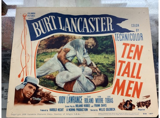 Original Movie Lobby Card, C1956 Columbia Pictures, Burt Lancaster, Ten Tall Men (12)