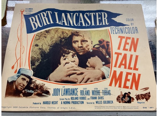 Original Movie Lobby Card, C1956 Columbia Pictures, Burt Lancaster, Ten Tall Men (9)