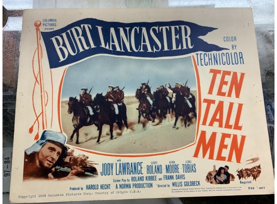 Original Movie Lobby Card, C1956 Columbia Pictures, Burt Lancaster, Ten Tall Men (11)
