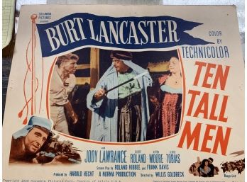 Original Movie Lobby Card, C1956 Columbia Pictures, Burt Lancaster, Ten Tall Men (7)