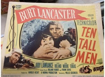 Original Movie Lobby Card, C1951 Columbia Pictures, Burt Lancaster, Ten Tall Men (3)