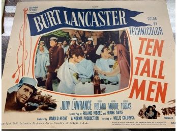 Original Movie Lobby Card, C1956 Columbia Pictures, Burt Lancaster, Ten Tall Men (8)