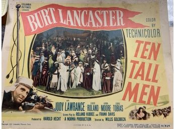 Original Movie Lobby Card, C1951 Columbia Pictures, Burt Lancaster, Ten Tall Men (6)