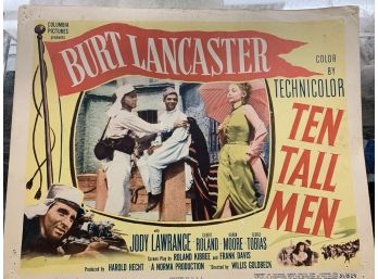 Original Movie Lobby Card, C1951 Columbia Pictures, Burt Lancaster, Ten Tall Men (5)