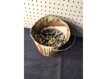 Pail With Plenty Of Assorted Marbles. Good Shape All Around, Machine Mades
