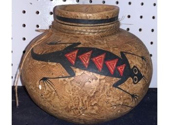 Vintage Native American Pottery Pot, Artist Signed - 7.5' High, See Photo For Signature