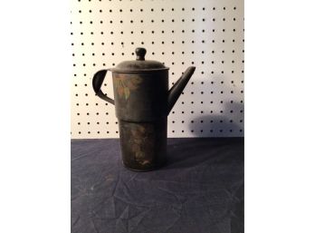 Antique 19thC Hand Painted Toleware Teapot, Local Museum Piece