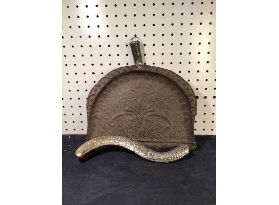 Antique Victorian Stamped Tin Dust Pan / With Crumb Brush