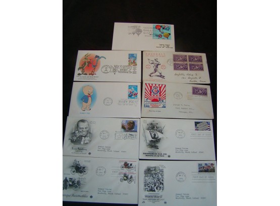 9 ANTIQUE / VINTAGE US POSTAL SERVICE, USPS, FIRST DAY COVERS - FDC's